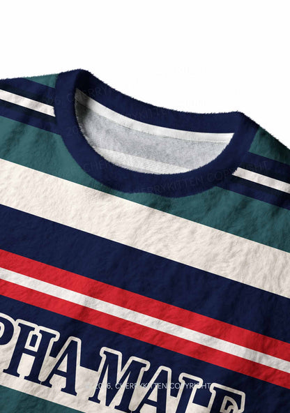 Stripe Alpha Male Y2K Knit Sweatshirt Cherrykitten