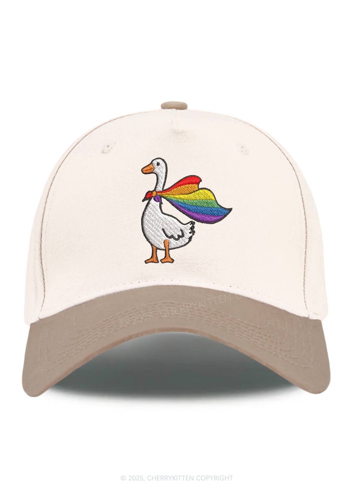 Embroidered Rainbow Goose Pride Y2K Color Block Baseball Cap Cherrykitten