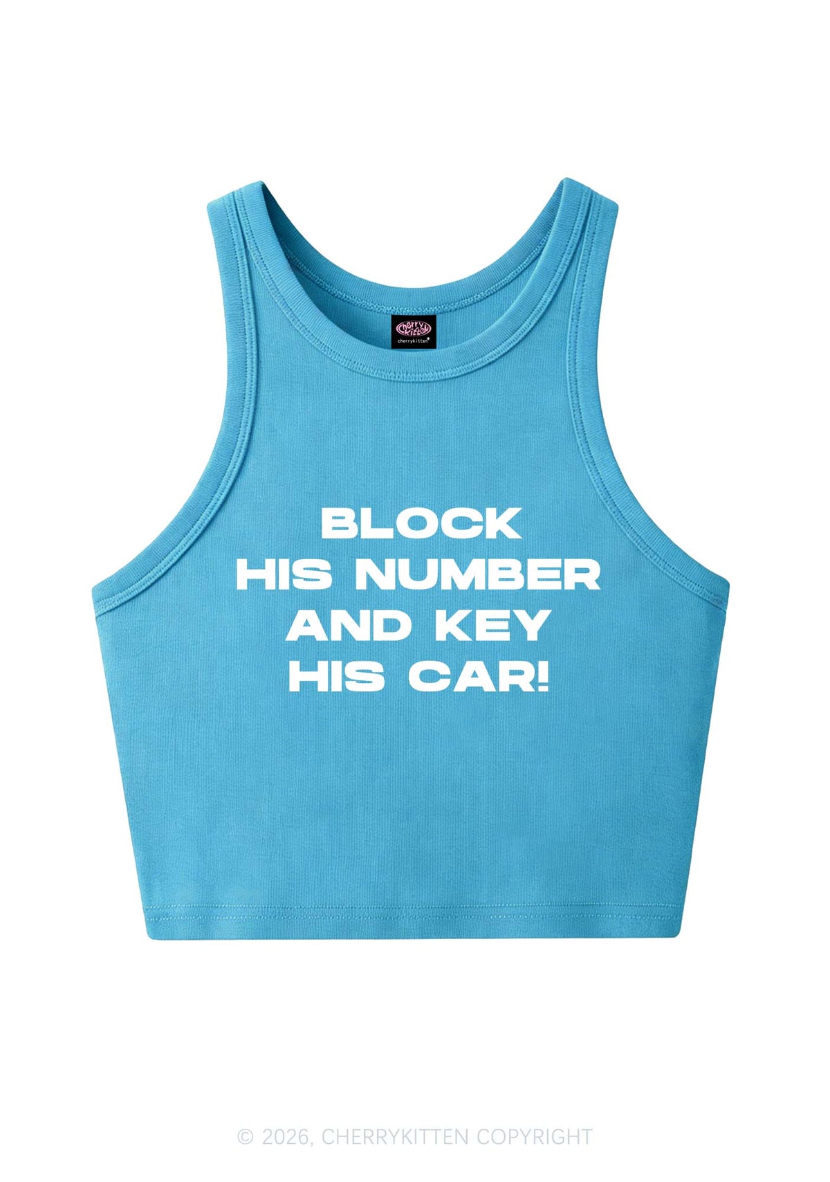 Block His Number Y2K Crop Tank Top Cherrykitten