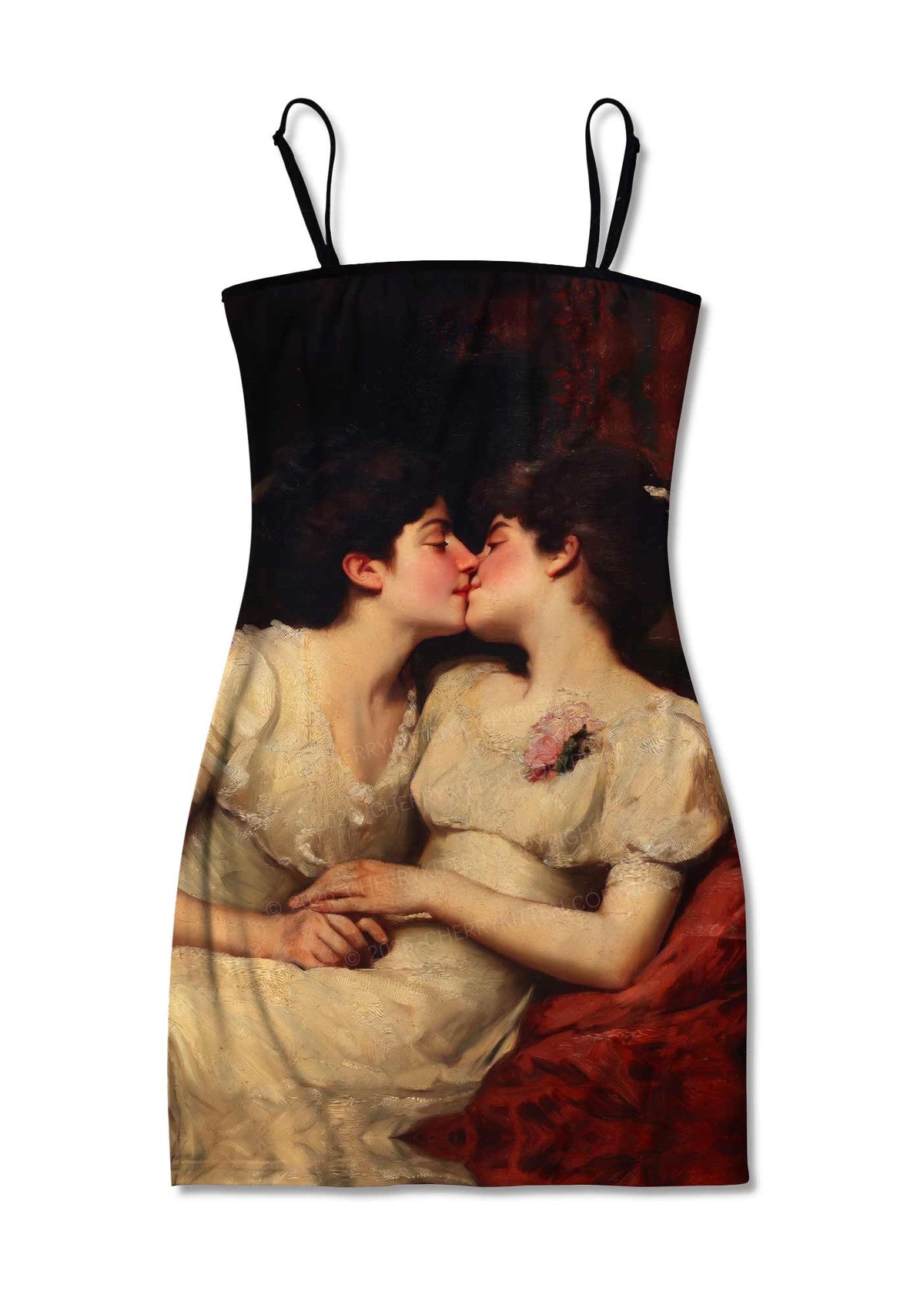 Vintage Women Kissing Pride Y2K Print Slip Dress Cherrykitten