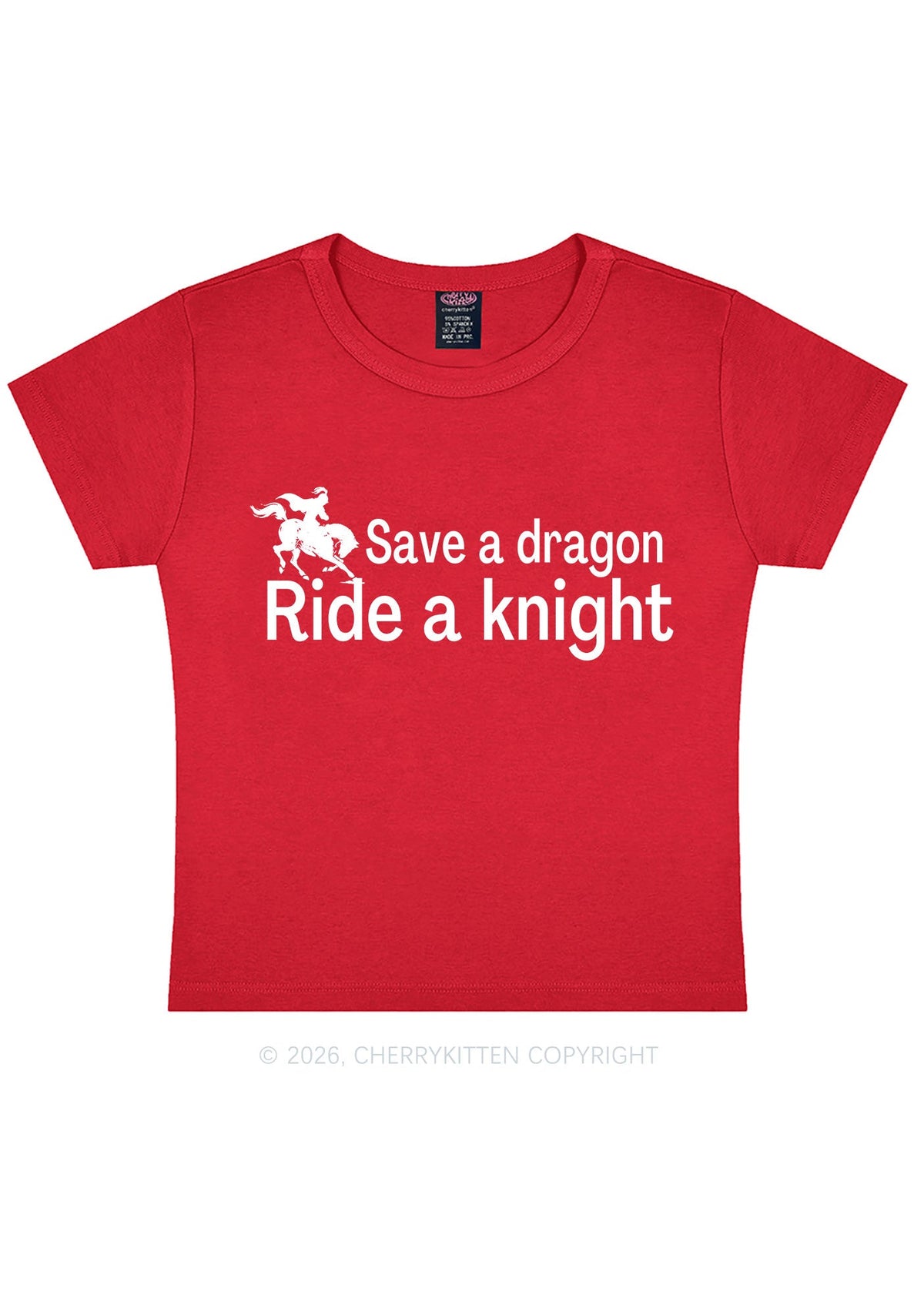 Save Dragon Ride Knight Y2K Baby Tee Cherrykitten