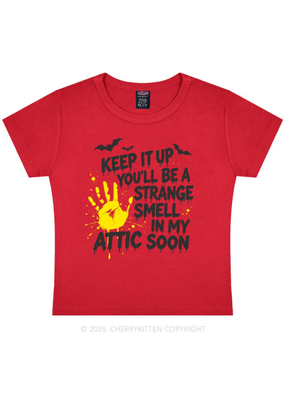 Halloween Strange Smell In My Attic Y2K Baby Tee Cherrykitten