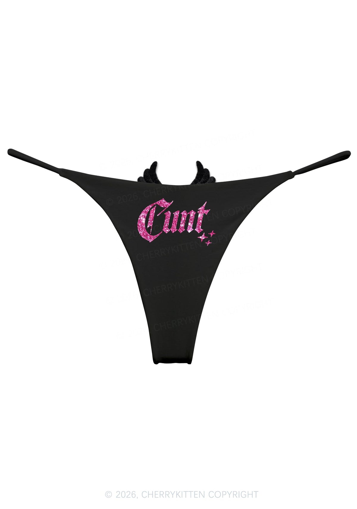 Glitter Special Cxxt Y2K Goth Angel Wings Bikini String Thong Cherrykitten