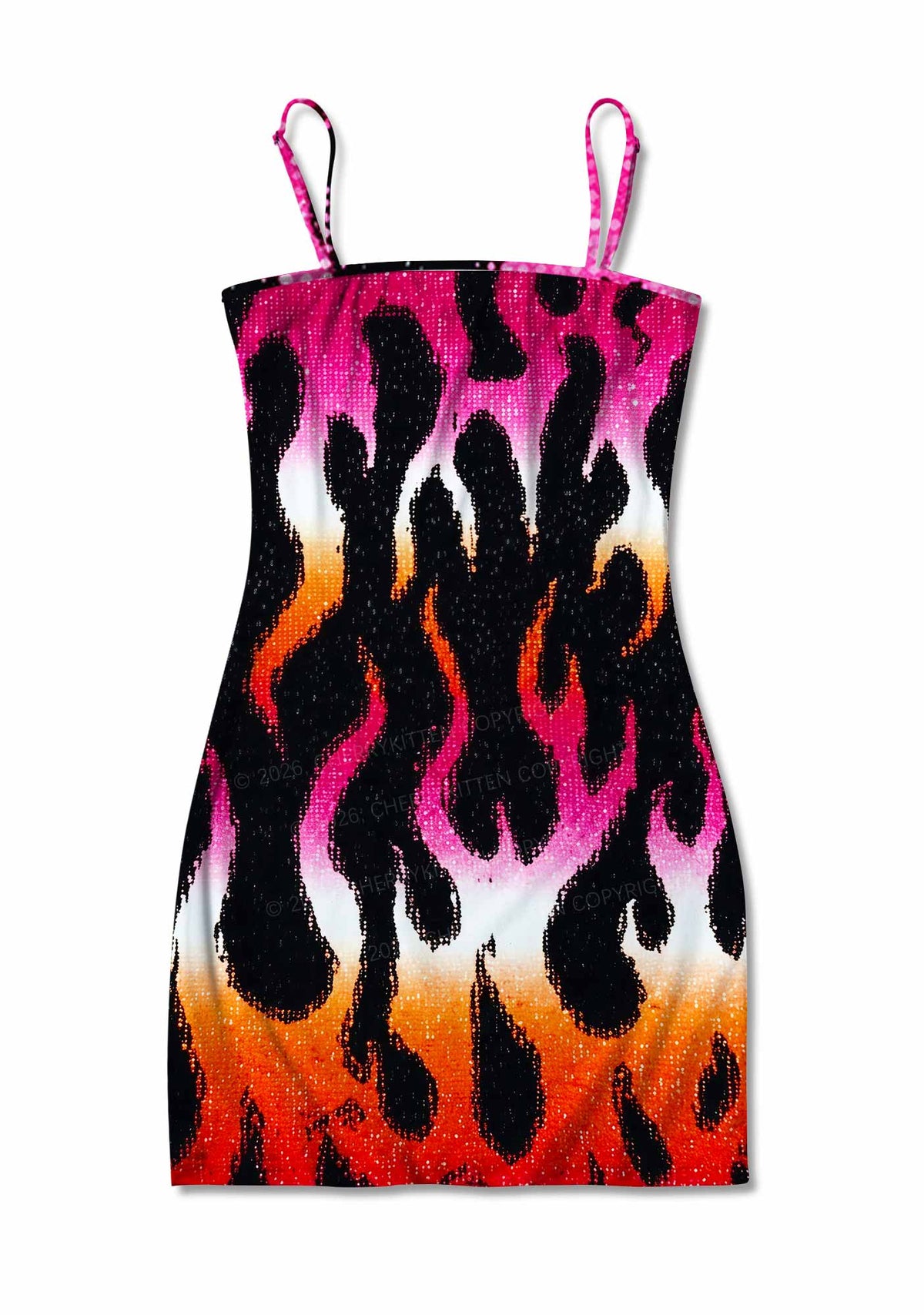 Lesbian Flame Pride Y2K Print Slip Dress Cherrykitten