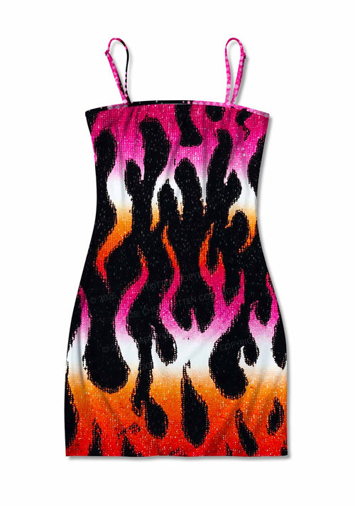 Lesbian Flame Pride Y2K Print Slip Dress Cherrykitten