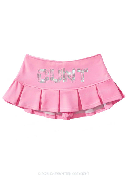 Rhinestone Cxxt Y2K Mini Pleated Skirts Cherrykitten