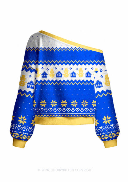 I Got That Hot Dog In Me Y2K Off Shoulder Knit Sweatshirt Cherrykitten