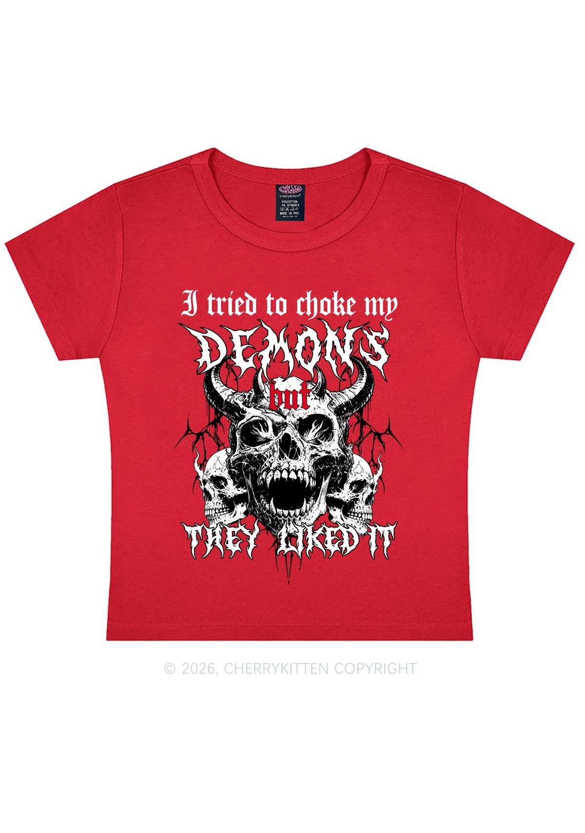 Halloween Choke My Demons Y2K Baby Tee Cherrykitten
