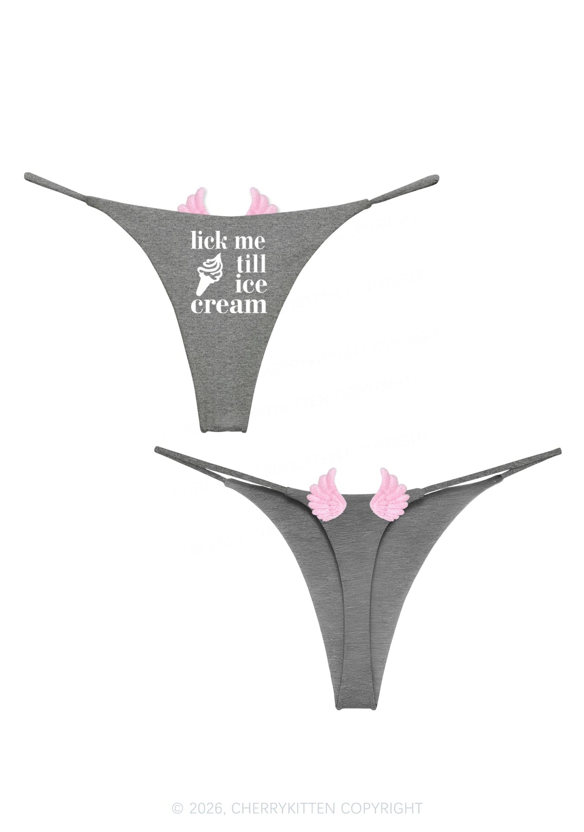 Lick Me Till Ice Cream Y2K Goth Angel Wings Bikini String Thong Cherrykitten