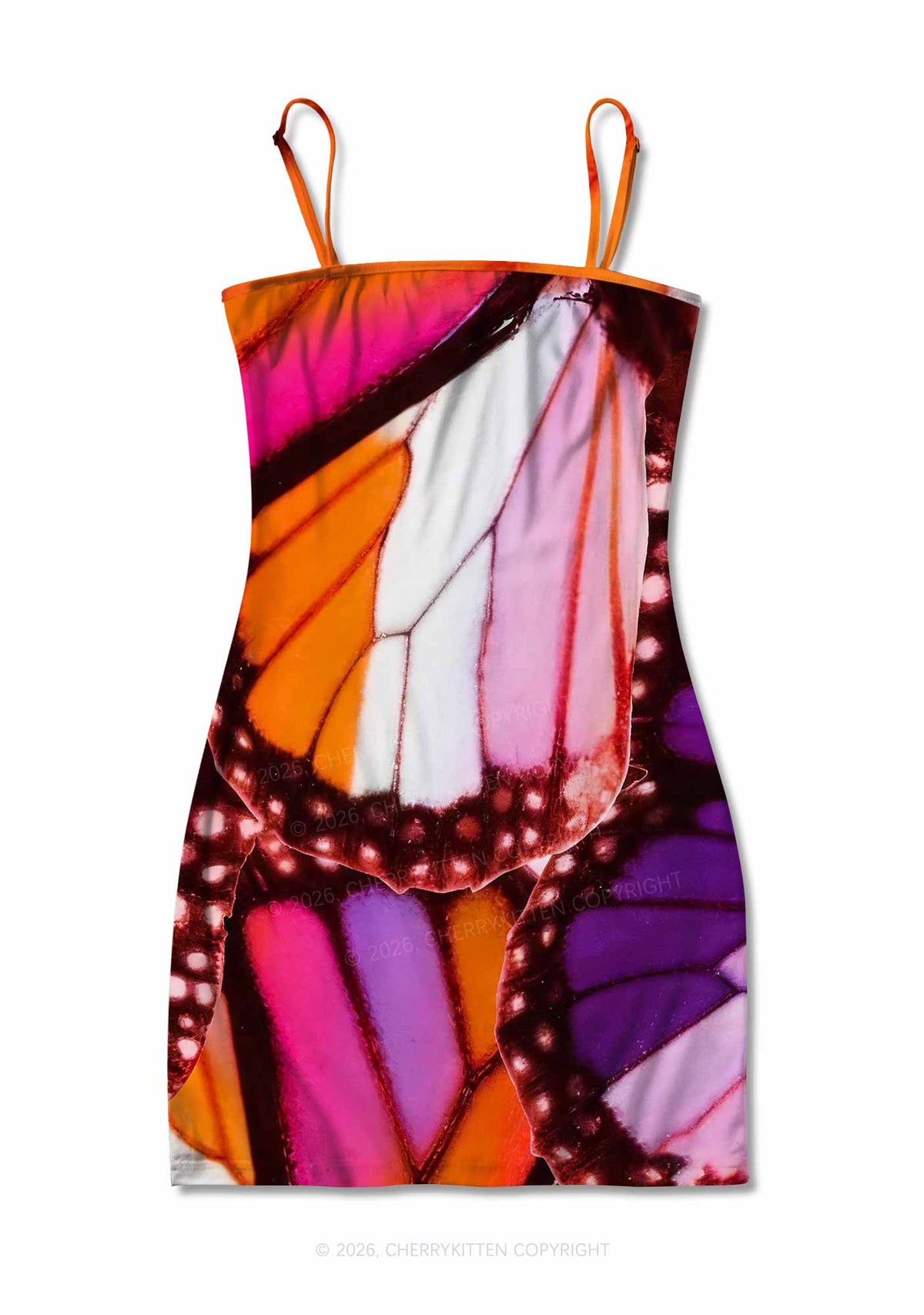 Lesbian Butterfly Wing Pride Y2K Print Slip Dress Cherrykitten