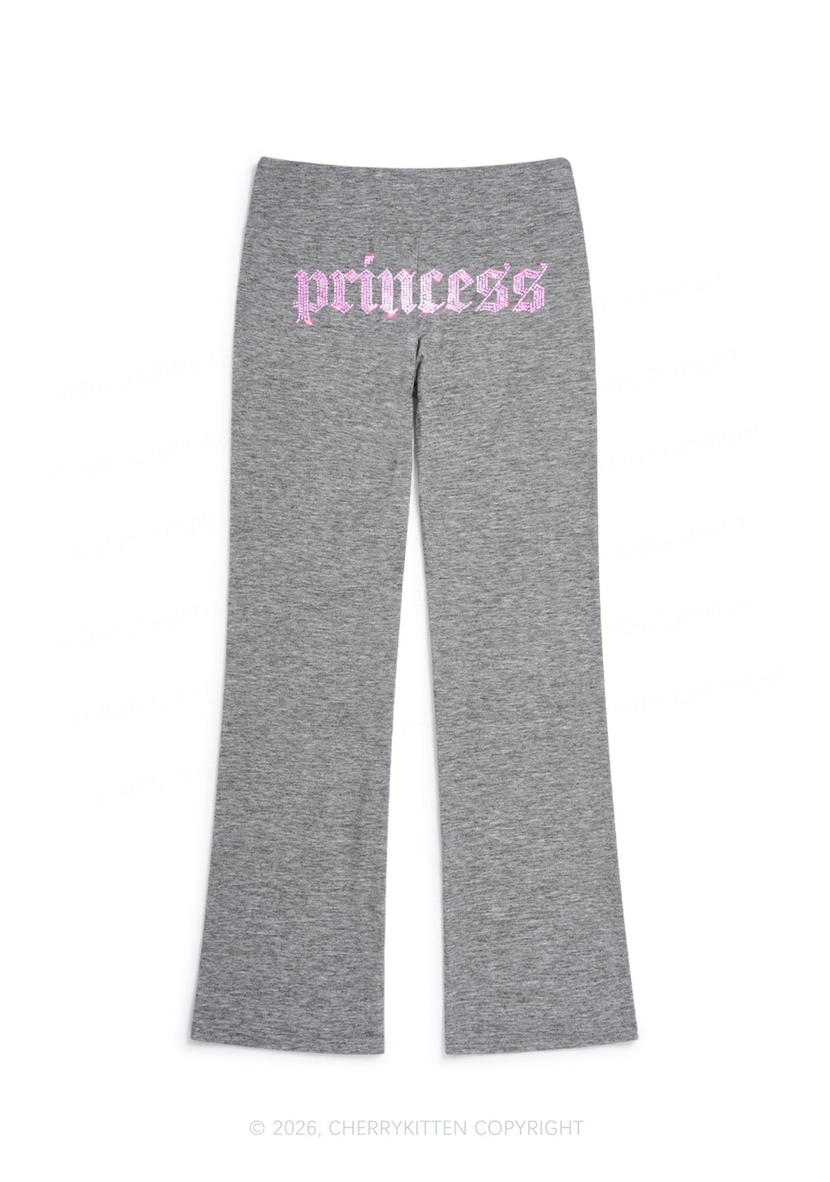 Rhinestone Princess Y2K Low Rise Drawstring Flare Pants Cherrykitten