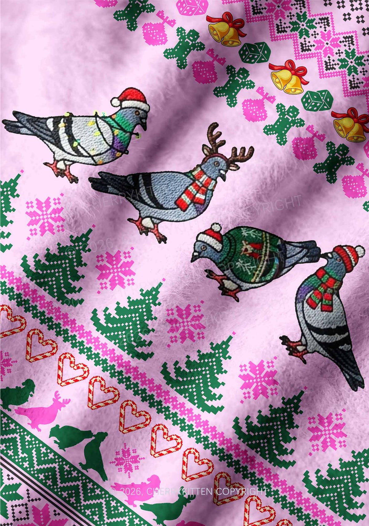 Christmas Pigeon Y2K Pet Knit Sweatshirt Cherrykitten
