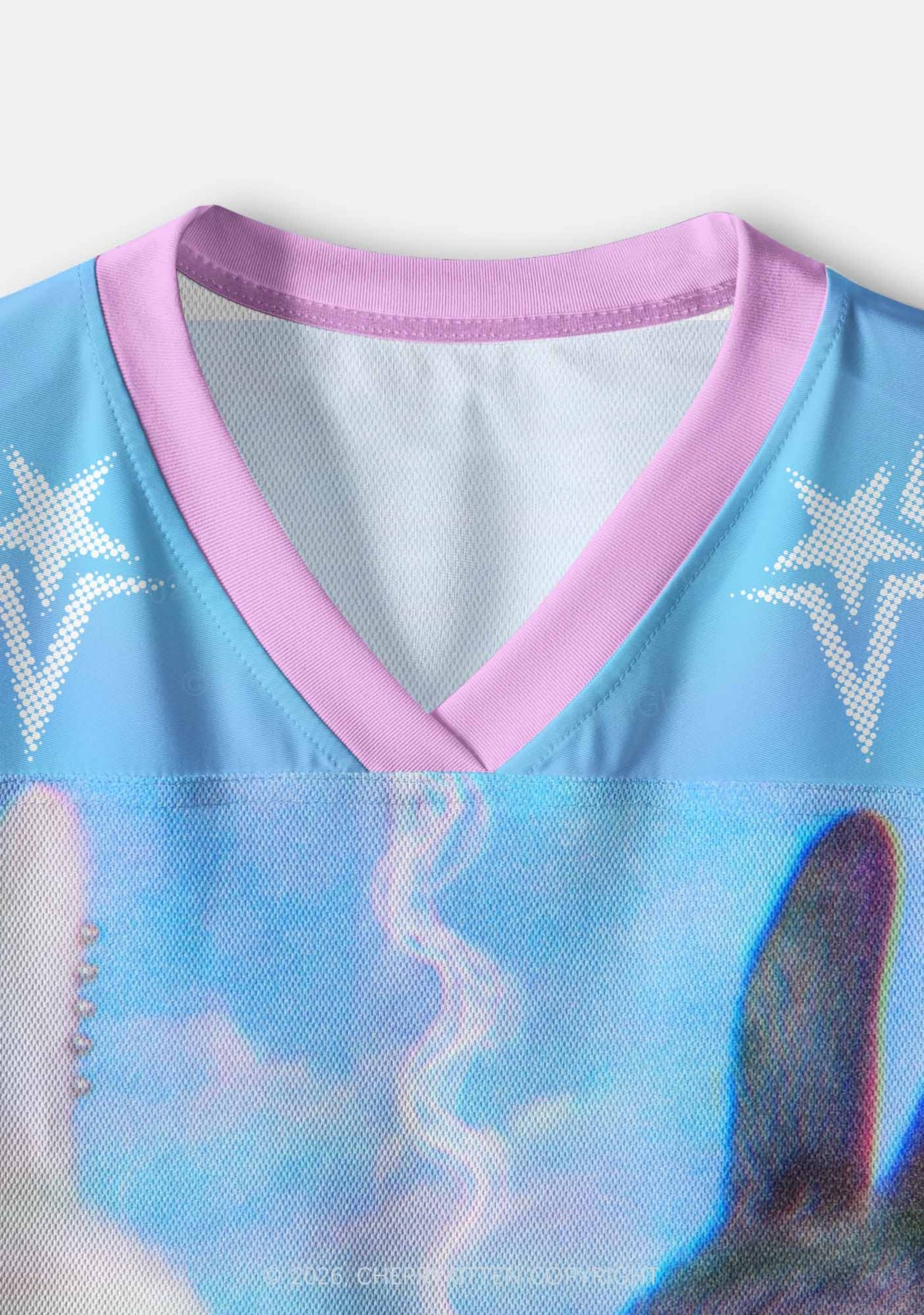 Smoking Punk Bunny Y2K Crop Sport Jersey Shirts Cherrykitten