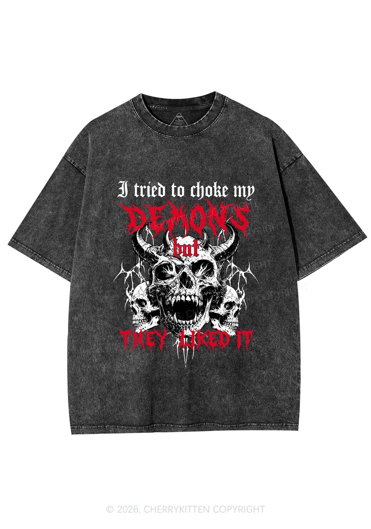 Halloween Choke My Demons Y2K Shirts Washed Tee Cherrykitten