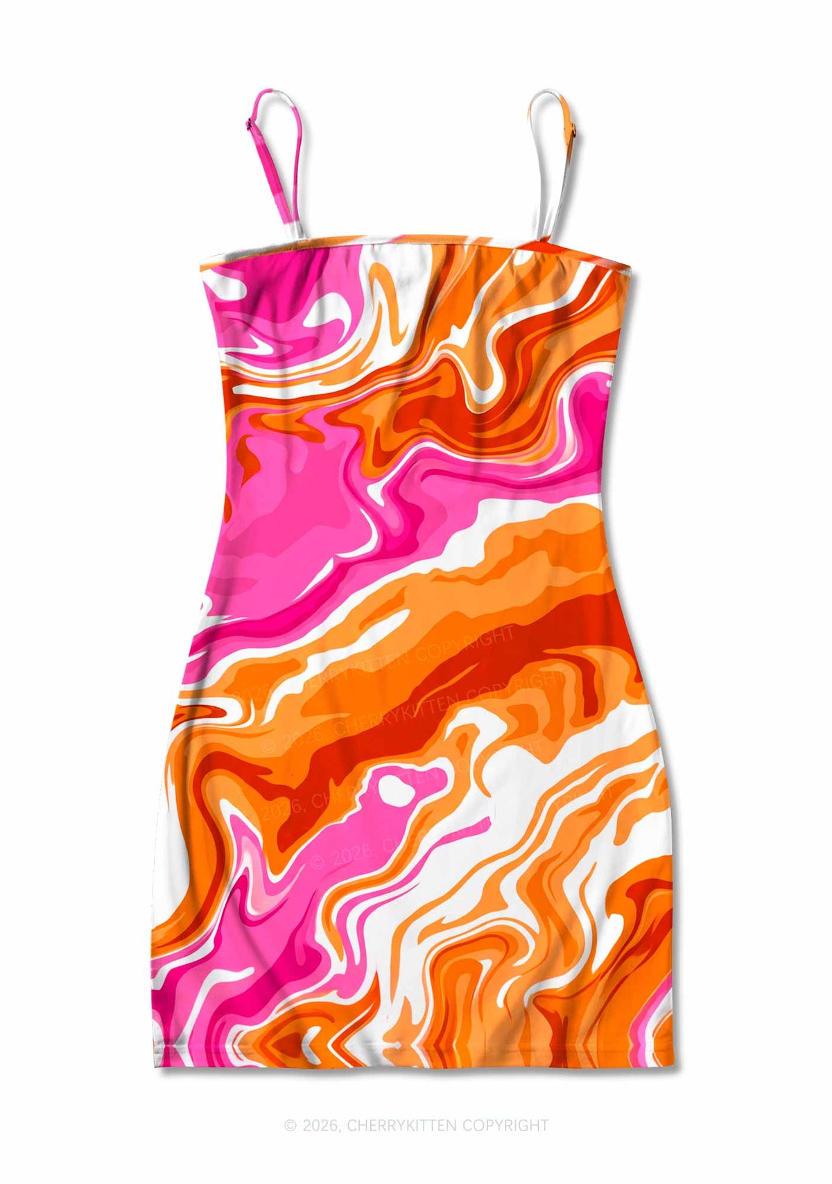 Lesbian Liquid Tie Dye Pride Y2K Print Slip Dress Cherrykitten