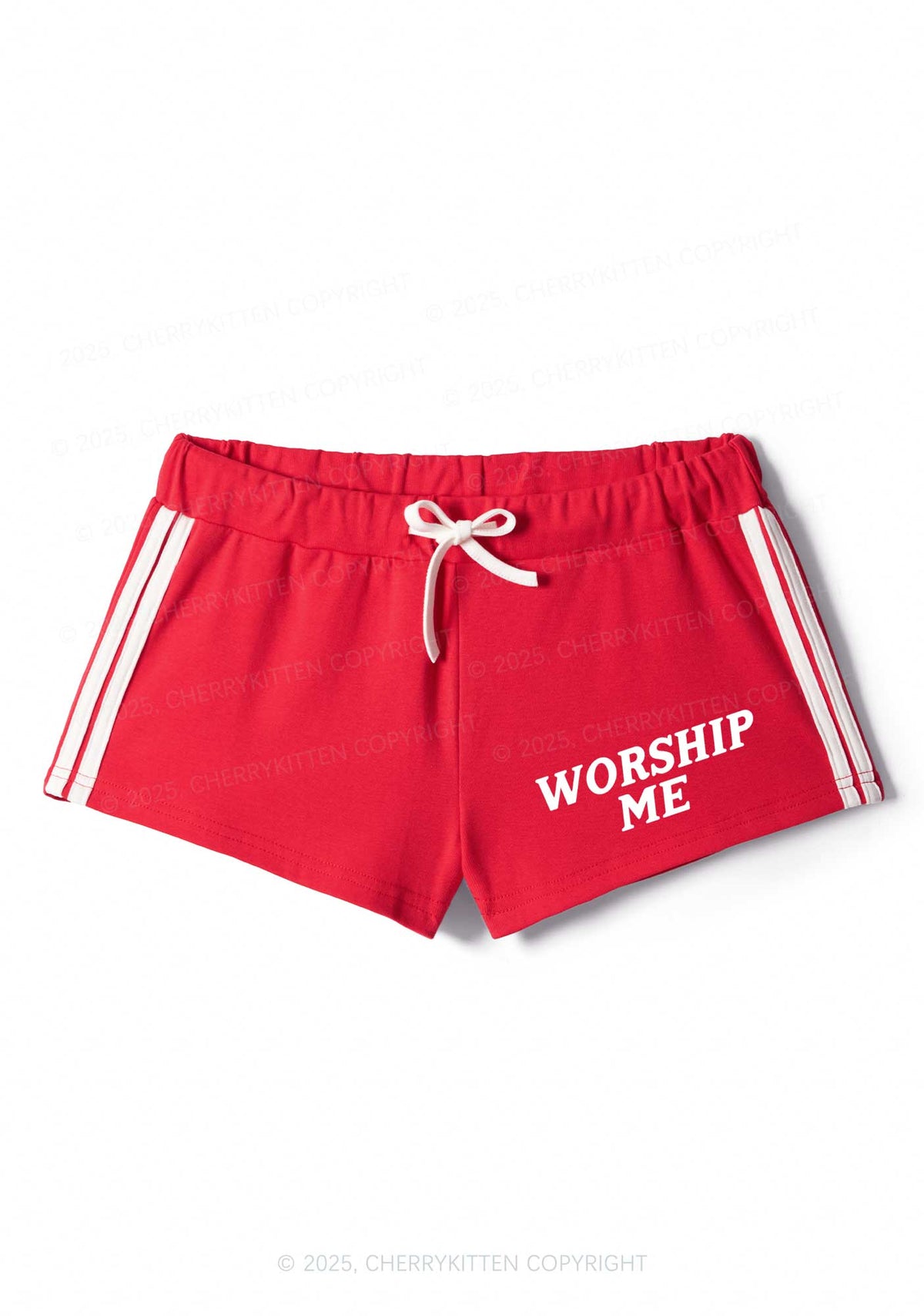 Worship Me Y2K Drawstring Mini Shorts Cherrykitten