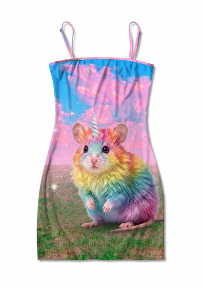 Unicorn Rat Pride Y2K Print Slip Dress Cherrykitten