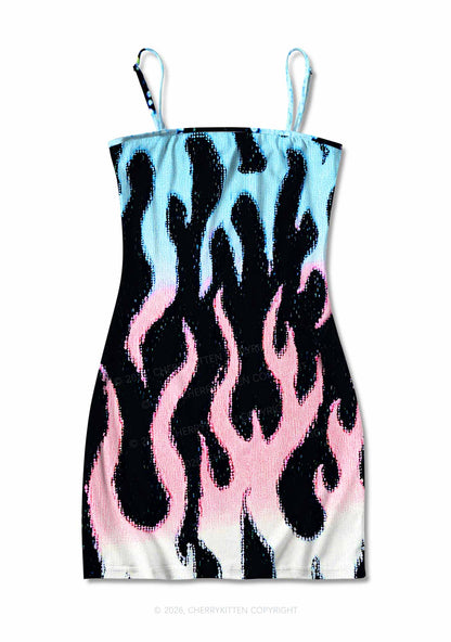 Trans Flame Pride Y2K Print Slip Dress Cherrykitten
