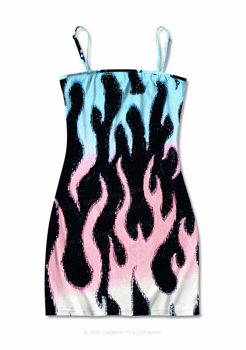 Trans Flame Pride Y2K Print Slip Dress Cherrykitten