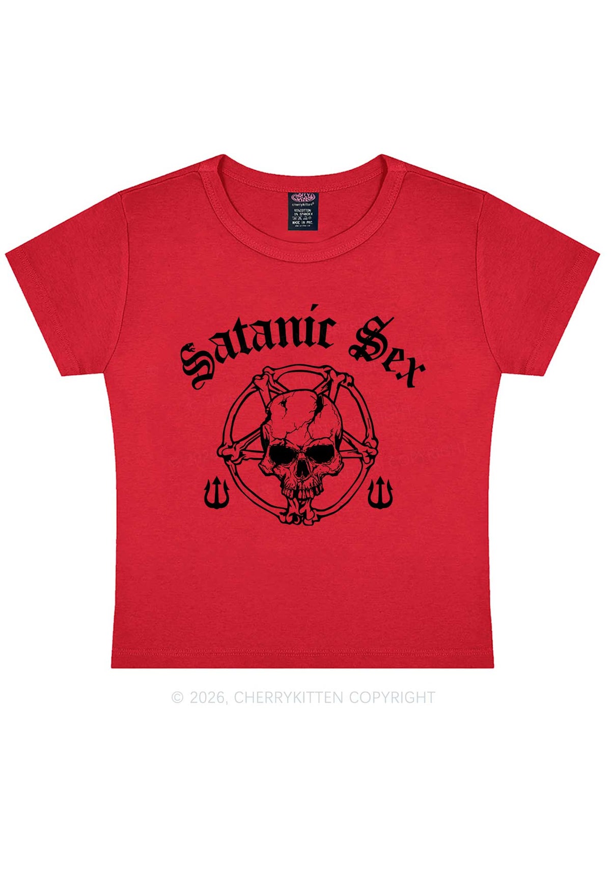 Halloween Satanic Sx Skull Y2K Baby Tee Cherrykitten