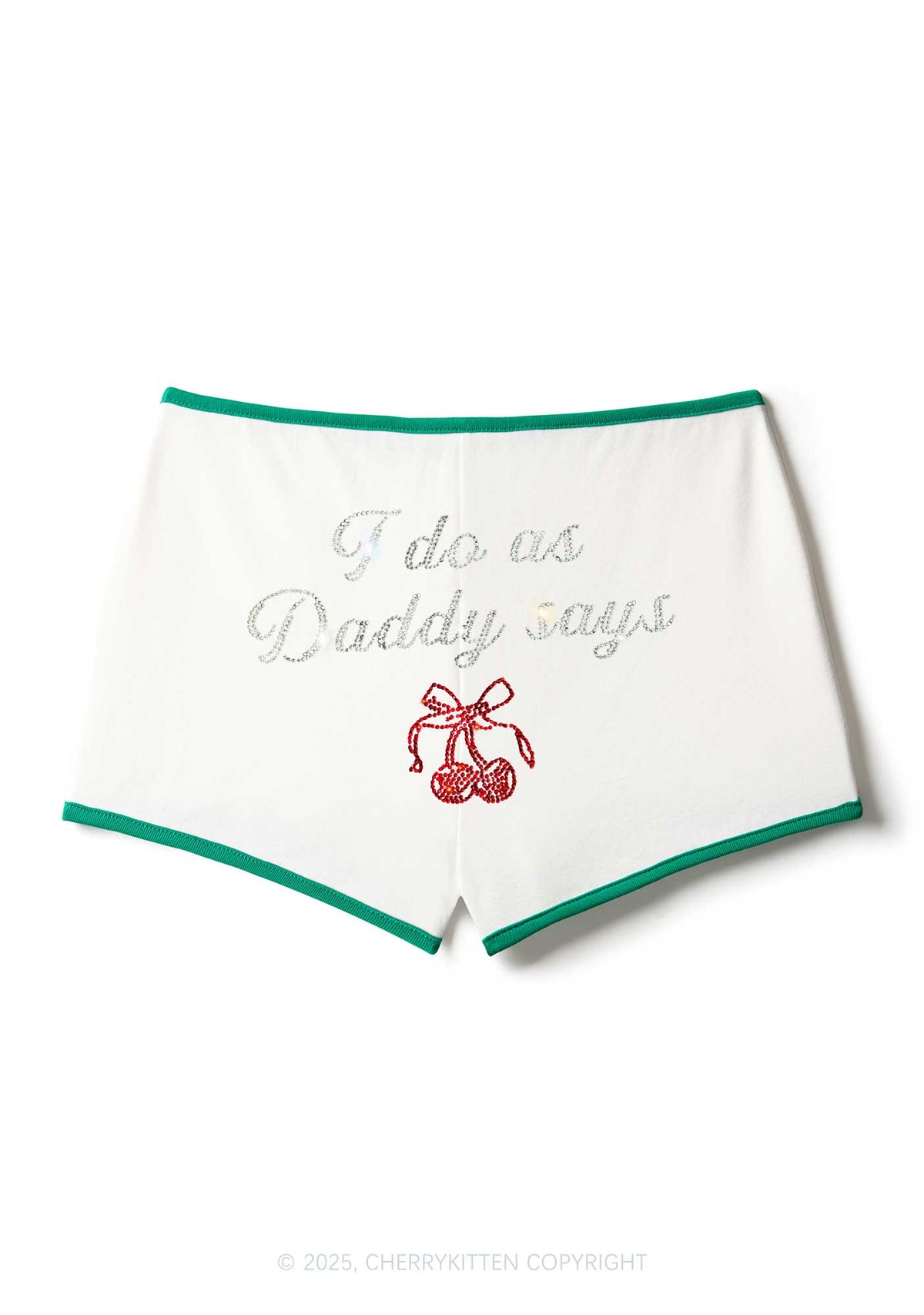 Rhinestone I Do As Daddy Says Y2K Booty Shorts Cherrykitten