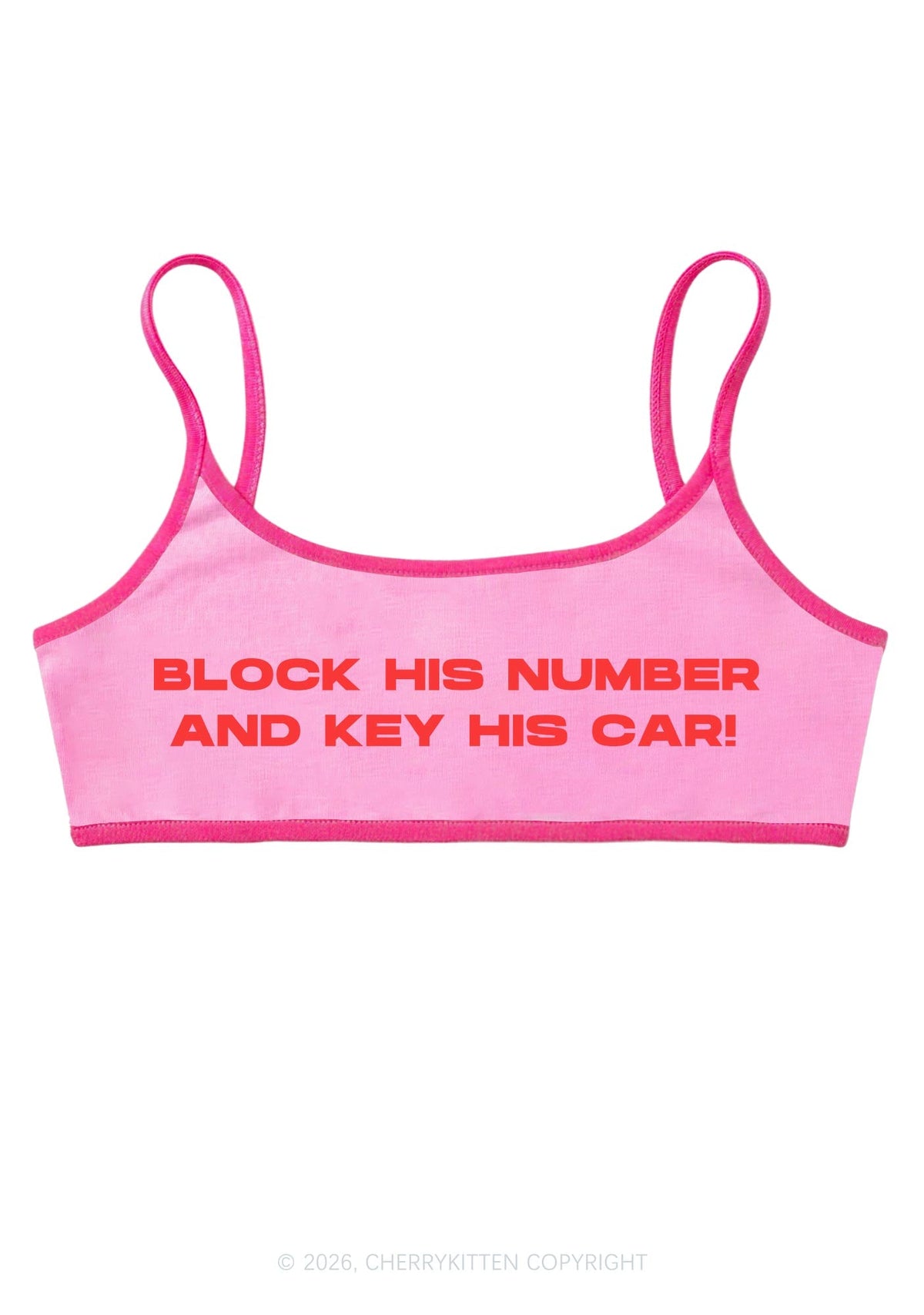 Block His Number Y2K Super Crop Cami Cherrykitten