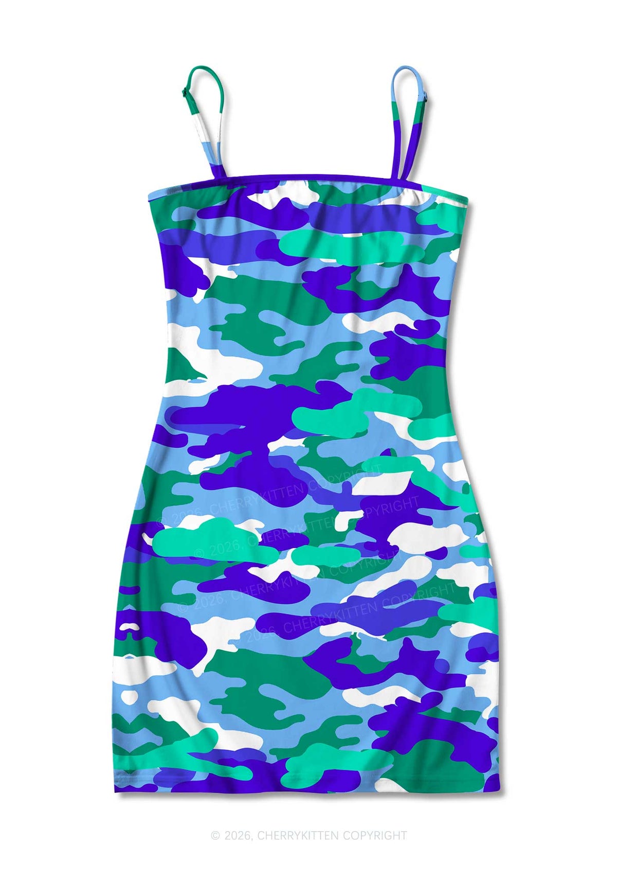 Gay Camouflage Pride Y2K Print Slip Dress Cherrykitten