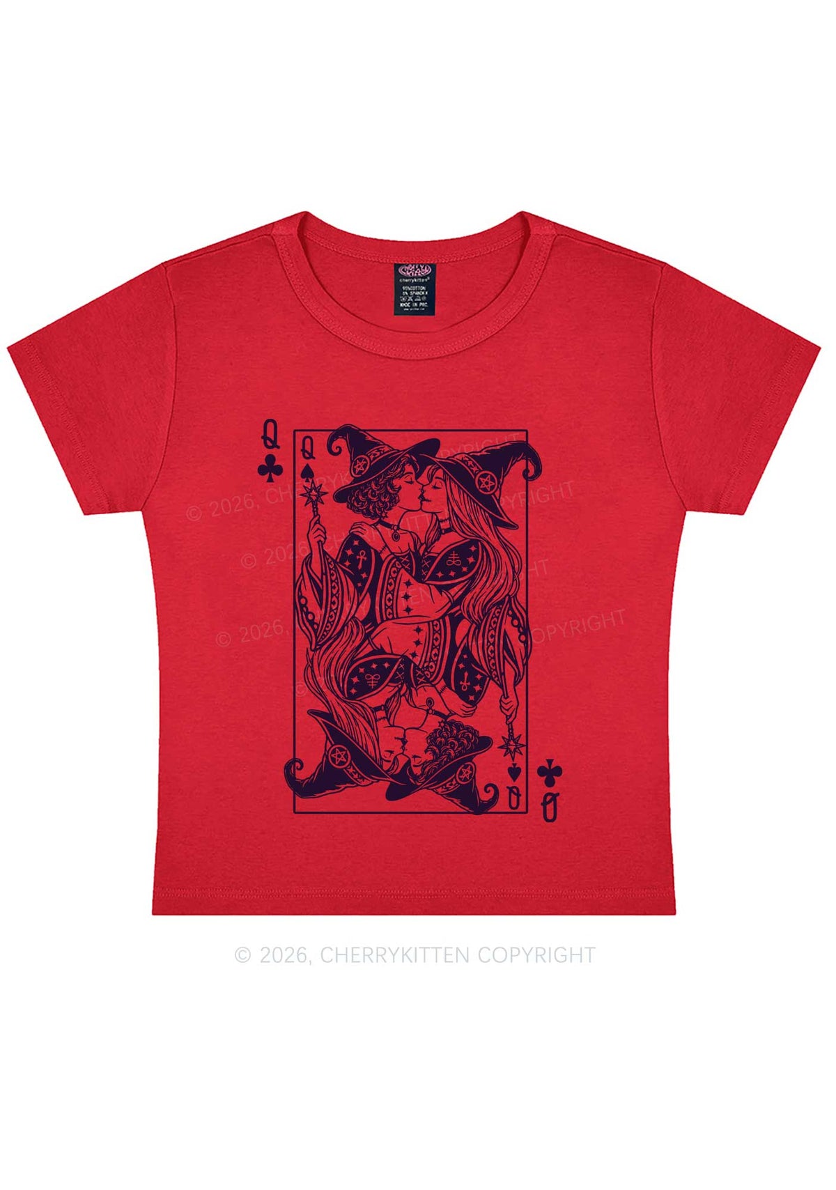 Halloween Witches Queen Kiss Y2K Baby Tee Cherrykitten