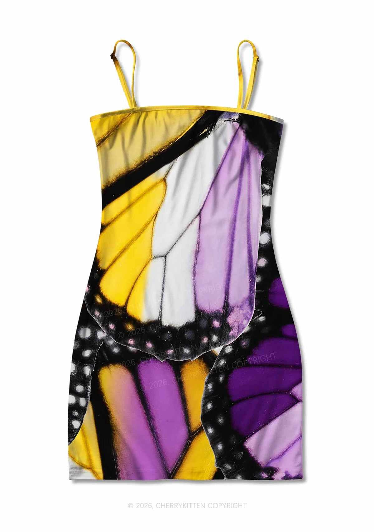 Nonbinary Butterfly Wing Pride Y2K Print Slip Dress Cherrykitten