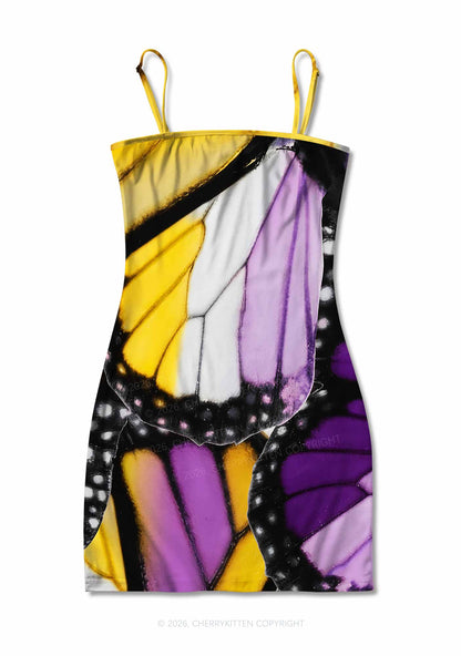 Nonbinary Butterfly Wing Pride Y2K Print Slip Dress Cherrykitten