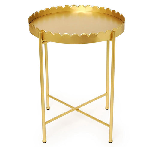 Gold Scalloped Edge Round Side/Accent Table