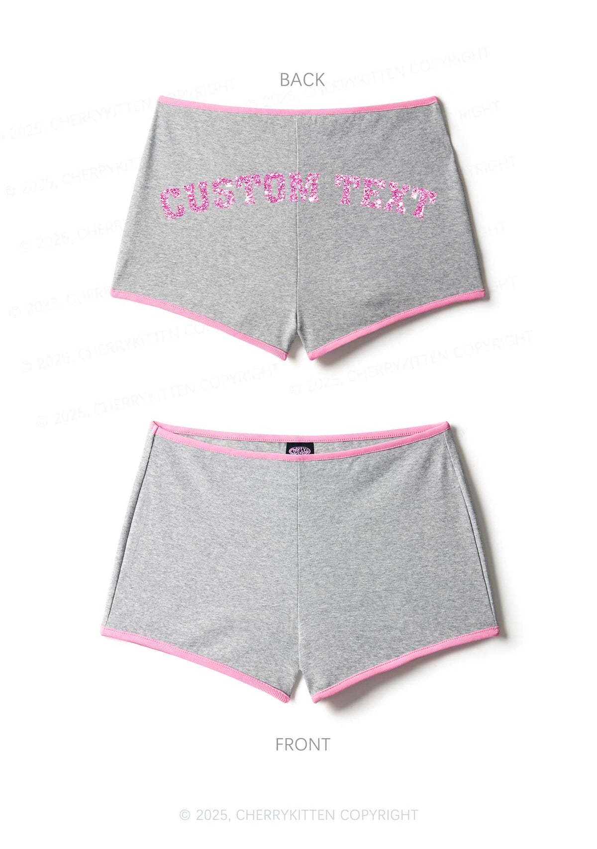 Custom Text Glitter Y2K Booty Shorts Cherrykitten