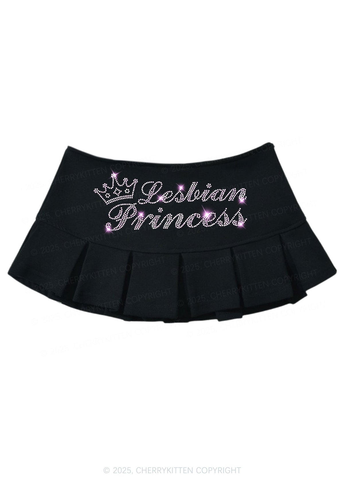 Rhinestone Lesbian Princess Pride Y2K Mini Pleated Skirts Cherrykitten
