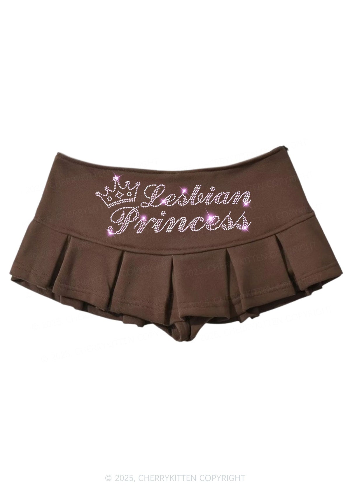 Rhinestone Lesbian Princess Pride Y2K Mini Pleated Skirts Cherrykitten