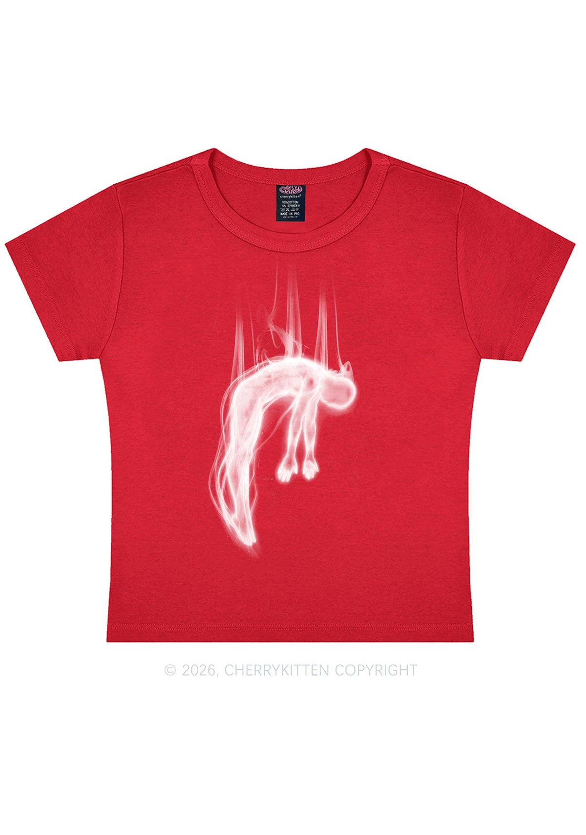Halloween Blue Falling Ghost Y2K Baby Tee Cherrykitten
