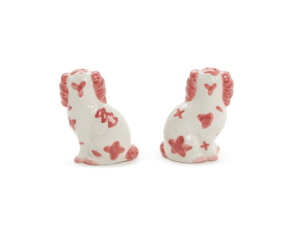 SALT & PEPPER PINK STAFFORDSHIRE DOG SET