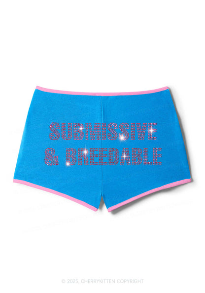 Rhinestone Submissive And Breedable Y2K Booty Shorts Cherrykitten