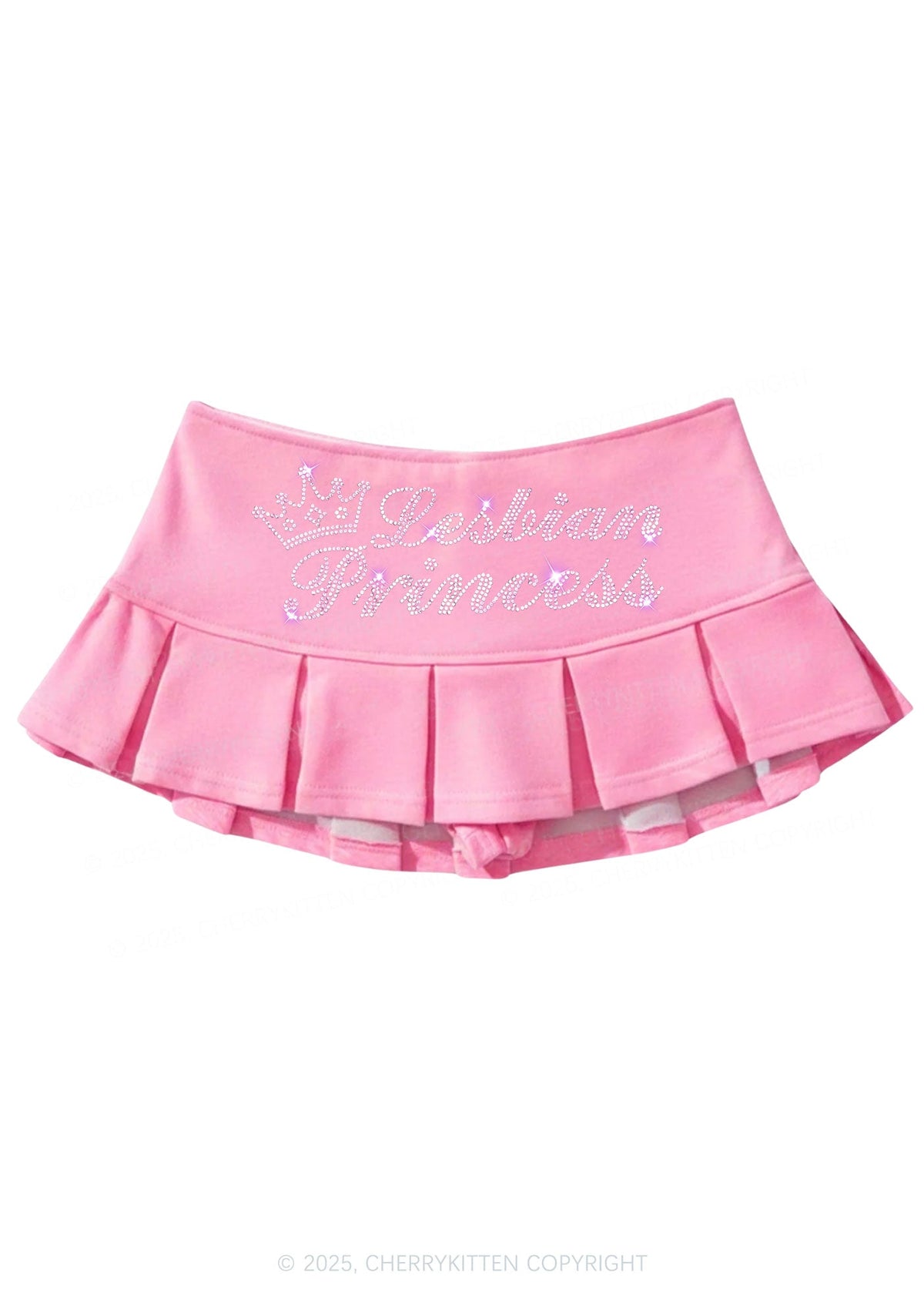 Rhinestone Lesbian Princess Pride Y2K Mini Pleated Skirts Cherrykitten