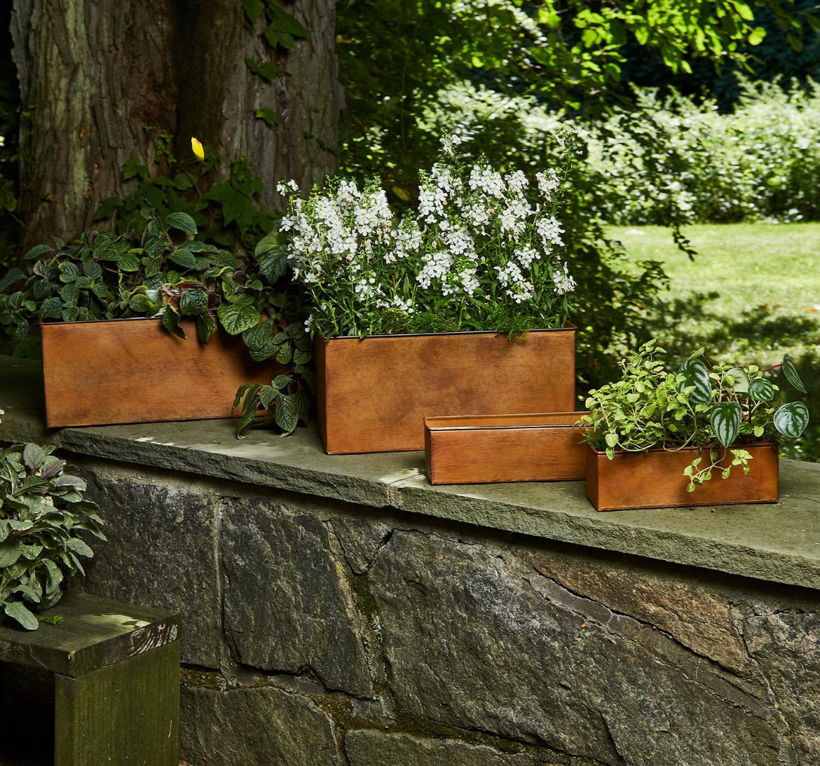 Set of Four Metal Window Boxes