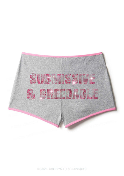 Rhinestone Submissive And Breedable Y2K Booty Shorts Cherrykitten