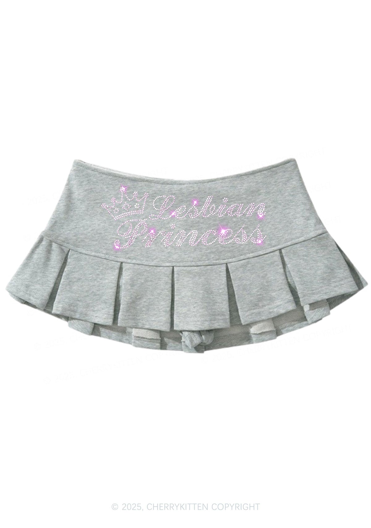 Rhinestone Lesbian Princess Pride Y2K Mini Pleated Skirts Cherrykitten