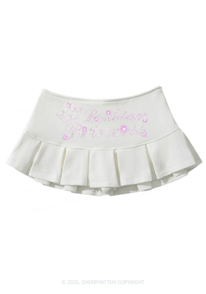 Rhinestone Lesbian Princess Pride Y2K Mini Pleated Skirts Cherrykitten