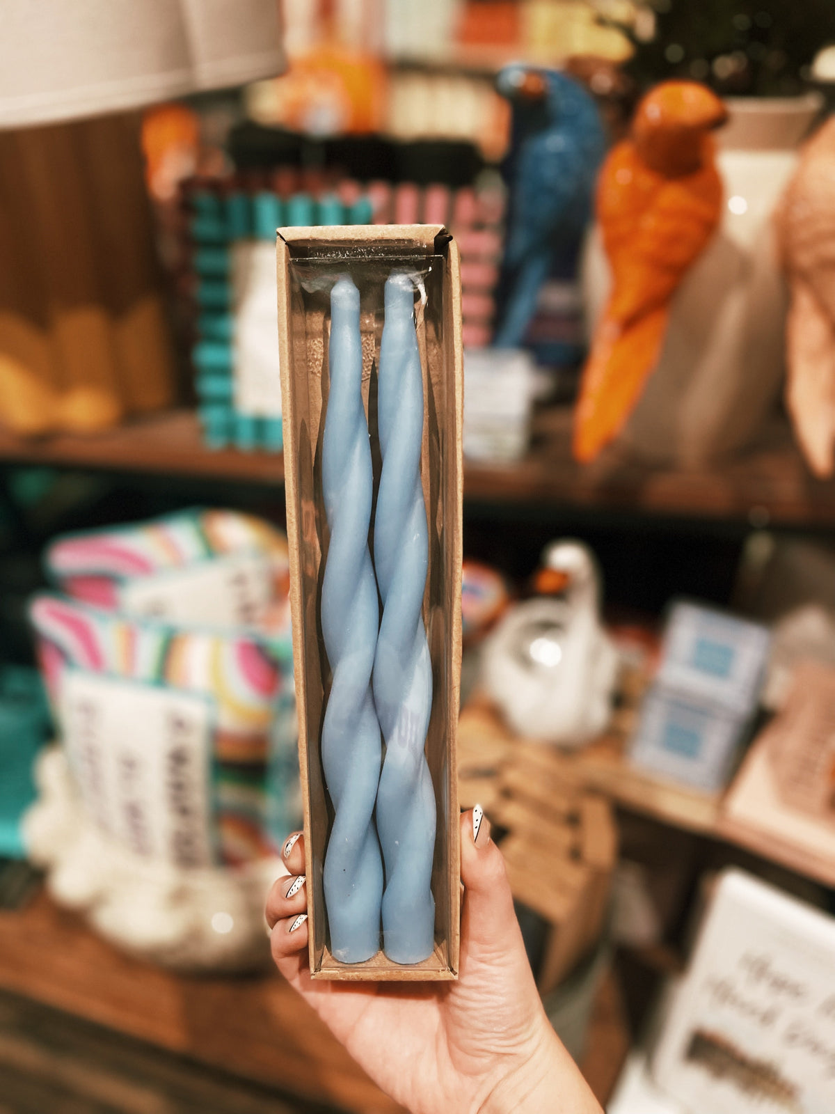 Blue Twist Taper Candles
