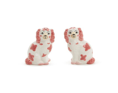SALT & PEPPER PINK STAFFORDSHIRE DOG SET