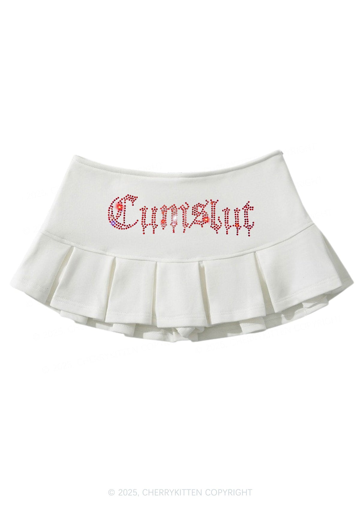 Rhinestone Cxmslxt Y2K Mini Pleated Skirts Cherrykitten