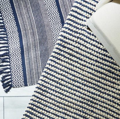 Navy Striped Rug 3’x5’