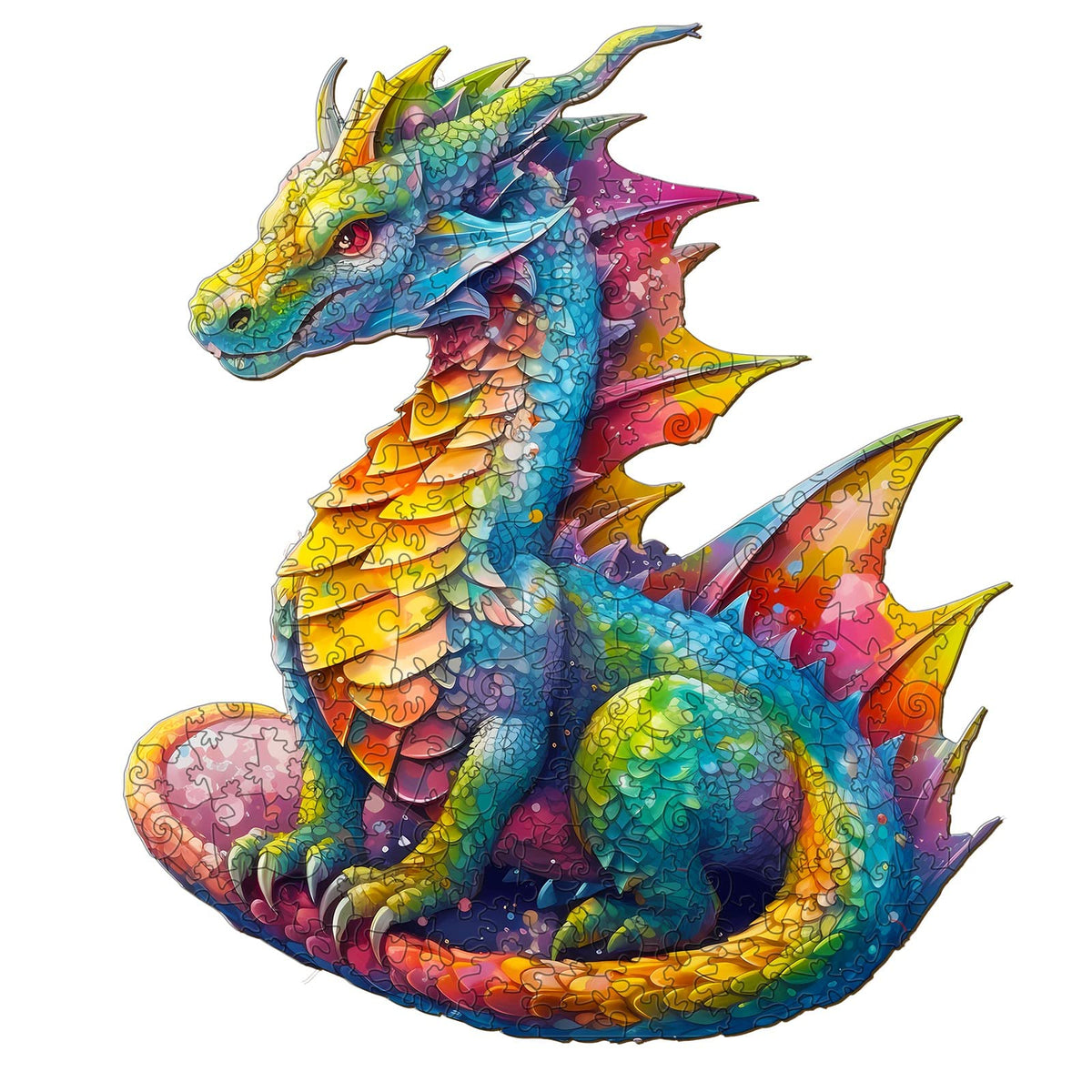 Woodemon Wooden Puzzles for Adults and Kids Dragon (S-100pcs) Wooden Jigsaw Puzzles Unique Shaped Animal Wood Puzzles Wooden Animal Puzzles for Adults and Kids Family Christmas Puzzle 9.8 * 8.5in