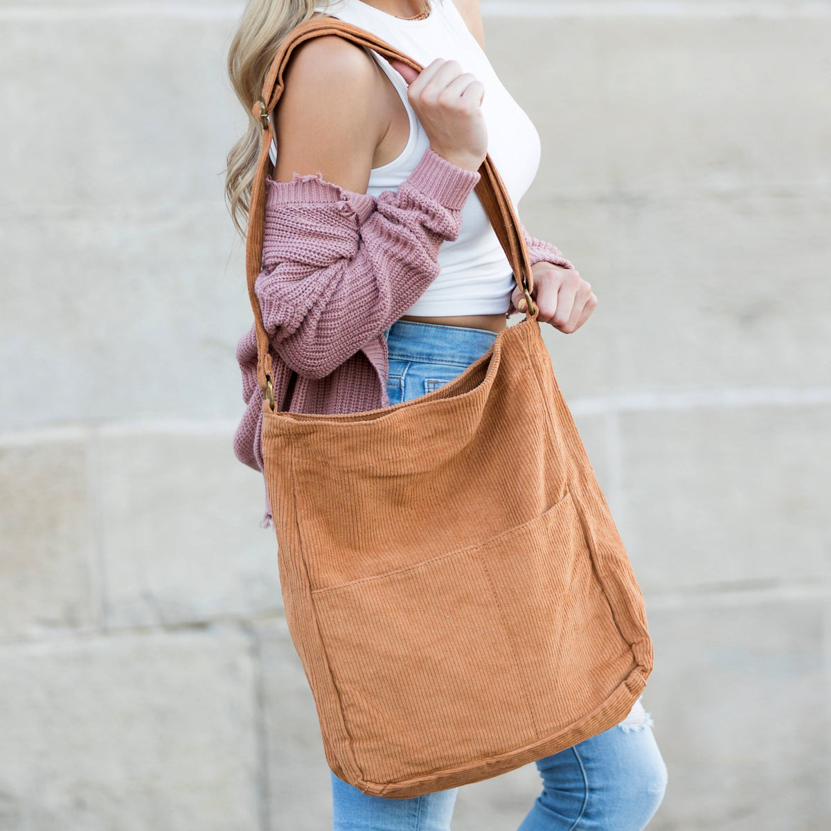 Corduroy Messenger Bag