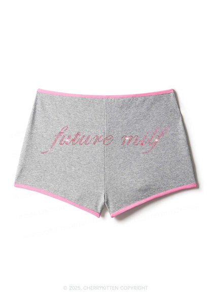 Rhinestone Pink Future Mxxf Y2K Booty Shorts Cherrykitten
