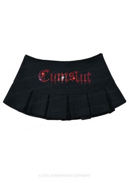 Rhinestone Cxmslxt Y2K Mini Pleated Skirts Cherrykitten